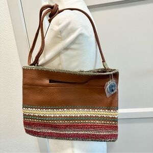 The Sak Linden Convertible Crossbody Clutch Brown Multicolor Crochet Bag